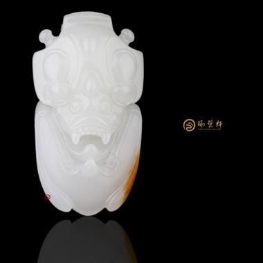 【琢藝軒】新疆和田紅皮羊脂白籽玉掛件 威 42.8克
