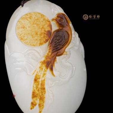 【琢藝軒】黃楊洪 新疆和田紅沁皮一級(jí)白籽玉掛件 錦上添花 23.3克