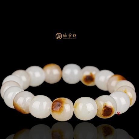 新疆和田红皮白玉籽玉 手串 50克