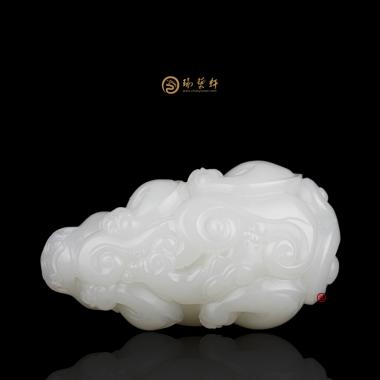 【琢藝軒】新疆和田羊脂白籽玉把件 貔貅 87.8克