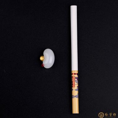 【琢藝軒】新疆和田玉金鑲玉掛件 元寶 3.2克