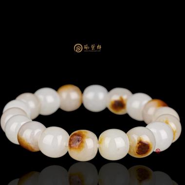 【琢藝軒】新疆和田紅皮白玉籽玉 手串 50克