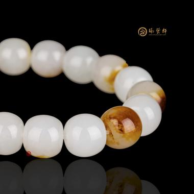 【琢藝軒】新疆和田紅皮白玉籽玉 手串 50克