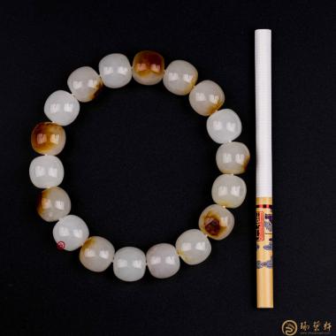 【琢藝軒】新疆和田紅皮白玉籽玉 手串 50克