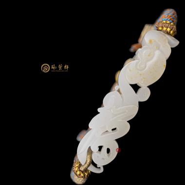 【琢藝軒】新疆和田灑金皮羊脂白玉籽玉 手牌 7.8克