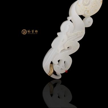 【琢藝軒】新疆和田灑金皮羊脂白玉籽玉 手牌 7.8克