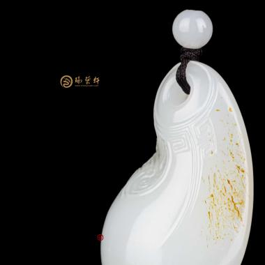 【琢藝軒】新疆和田黃皮白玉籽玉掛件 古韻 18克