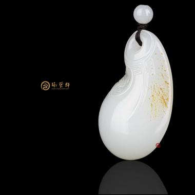 【琢藝軒】新疆和田黃皮白玉籽玉掛件 古韻 18克