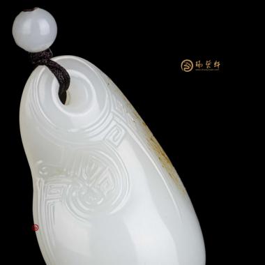 【琢藝軒】新疆和田黃皮白玉籽玉掛件 古韻 18克