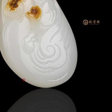 【琢艺轩】新疆和田黄沁皮一级白籽玉挂件 榜上有名 16.2克