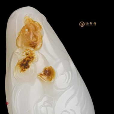 【琢艺轩】新疆和田黄沁皮一级白籽玉挂件 榜上有名 16.2克