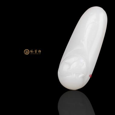 【琢藝軒】新疆和田黃皮羊脂白玉籽玉掛件 狐仙 24克