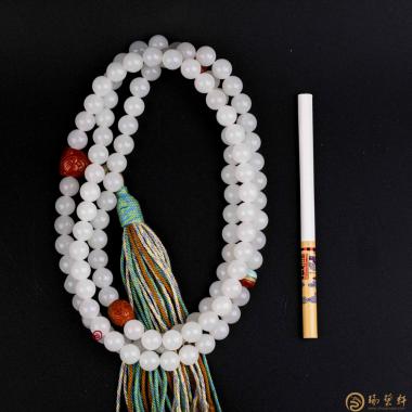 【琢藝軒】新疆和田羊脂白籽玉 108手串 94克