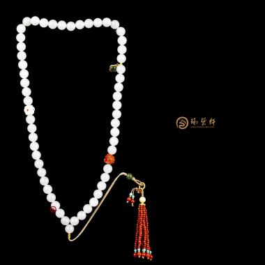 【琢藝軒】性疆和田羊脂白籽玉 多用鏈 51.7克