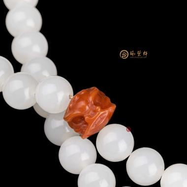 【琢藝軒】性疆和田羊脂白籽玉 多用鏈 51.7克